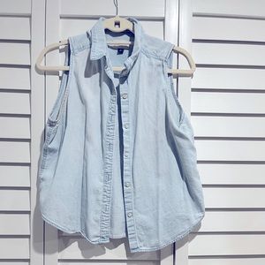 Jean sleeveless button down